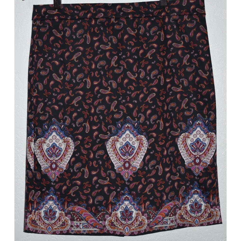 J. Crew 8 The Pencil Skirt Paisley‎ Print Cotton Lined Back Slit Sophisticated